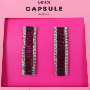 MNG Capsule Drop‎ Earrings Pink Rhinestone Long Pageant Feminine Jewelry